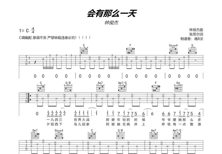 会有那么一天吉他谱_林俊杰_c调弹唱 - 吉他世界网