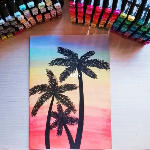 马克笔手绘86615:黄昏_夕阳_手绘_马克笔_绘画_零