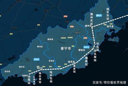 汕头至汕尾正在建设一条350km/h高铁,看看路线怎么走