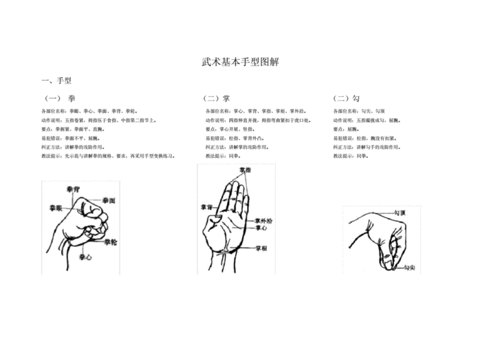 武术基本手型及步法图解docx2页