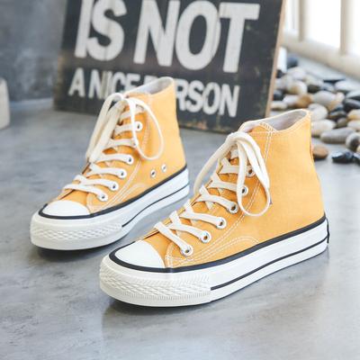 chic复古港风高帮帆布鞋女学生