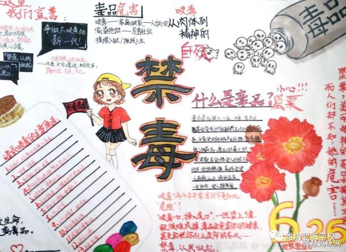 初中禁毒手抄报优秀作品欣赏