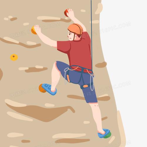 手绘卡通极限运动攀岩人物素材