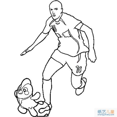 正在带着球向前猛冲的足球运动员简笔画步骤图片