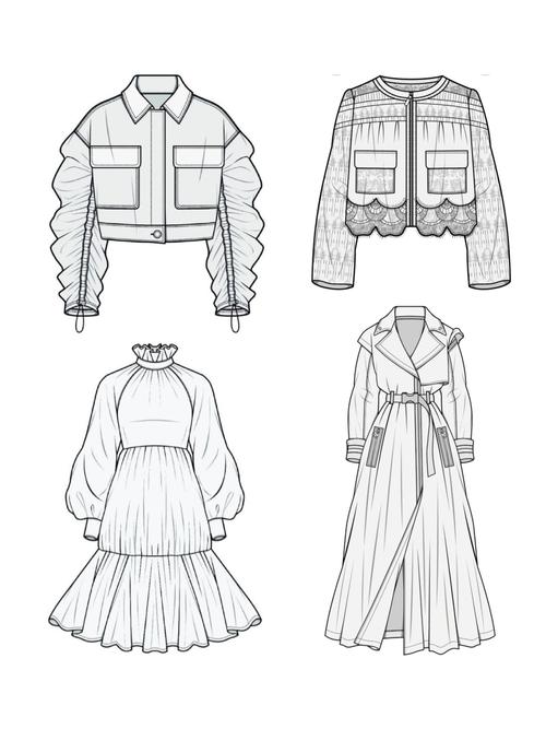 服装设计(四)|分享一些女装款式结构图画法_服装设计