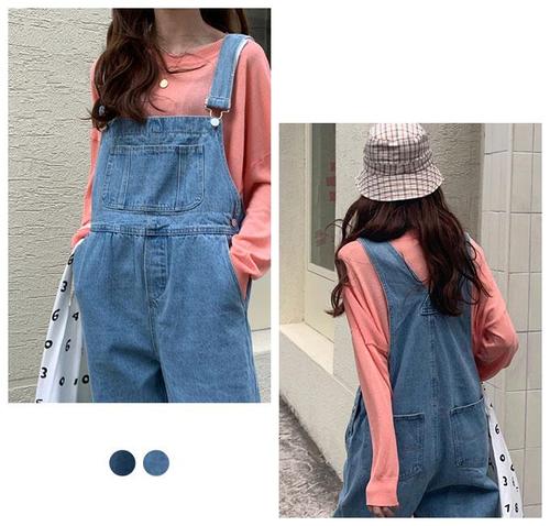 背带裤女士牛仔裤连裤工作服背带裤裤子一体式乳罩紧身衣宽大的裤子