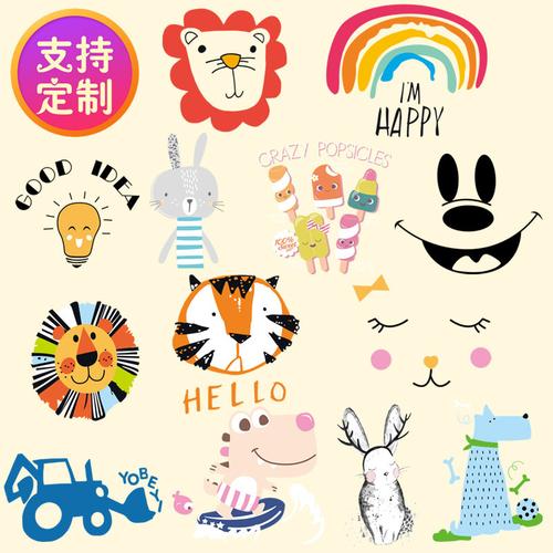热转印儿童可爱卡通动物diy烫印烫画图案贴花印花衣服贴烫贴贴纸