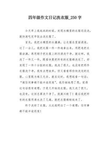 四年级作文日记洗衣服250字