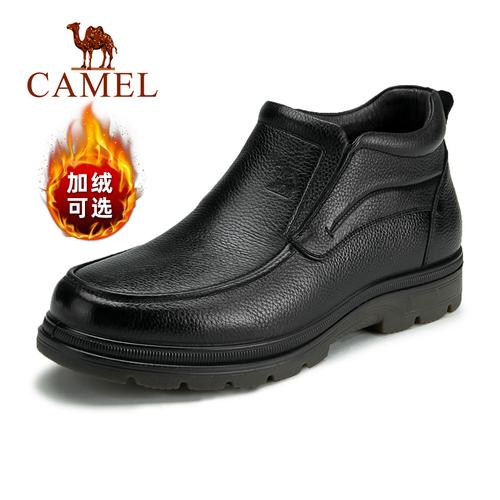 一脚底毛牛筋真皮保暖加绒脚蹬骆驼男鞋棉鞋高帮鞋