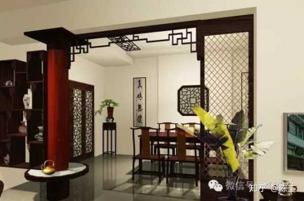 中式风,柱子可以做成中国红的木头色,让柱子作为中式元素存在