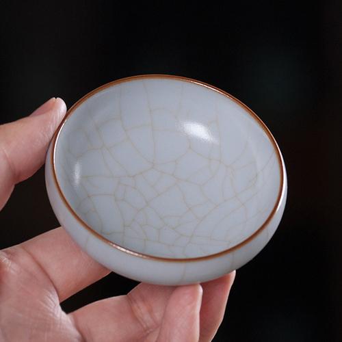 李善明善款汝窑茶杯主人杯单杯开片可养景德镇功夫茶具月白普洱杯