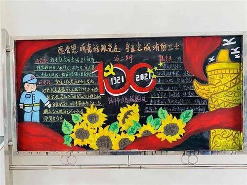 禄丰大队精心制作"感党恩听党话跟党走,争当忠诚消防救援卫士"黑板报