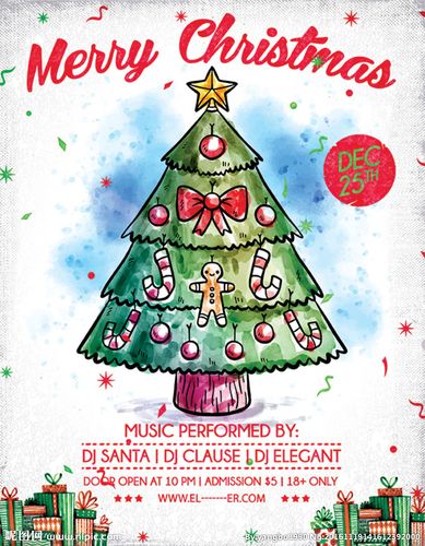 卡通手绘圣诞节海报图片