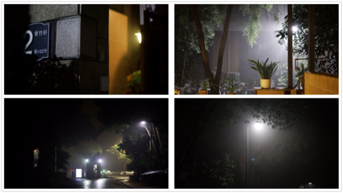 4k雨天夜晚高档小区