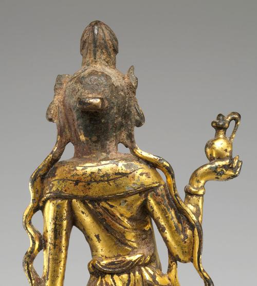 流失美国的唐代青铜鎏金佛像:观音菩萨立像