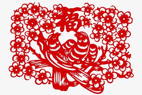 中国剪纸图片花鸟