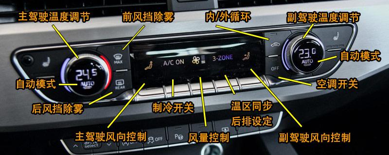 奥迪a4l空调按钮图解a4l空调除雾和暖风开启方法