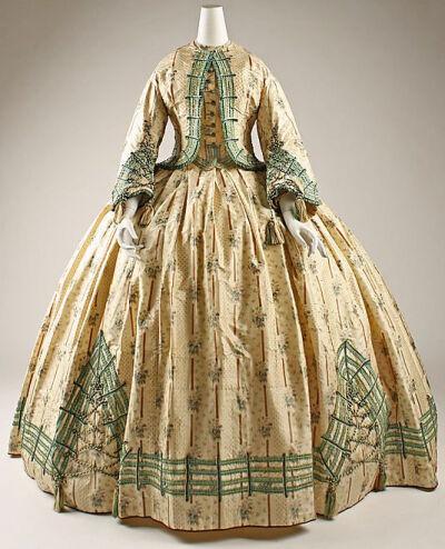 1862s丝绸服装,法国,大都会艺术博物馆,纽约,美国