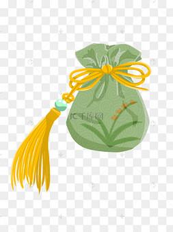 手绘中国风浅绿色女士香囊荷包