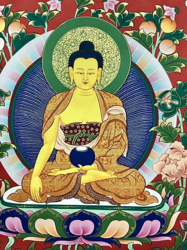 021 释迦牟尼佛 kumarlama 50*70cm 尼泊尔手工唐卡