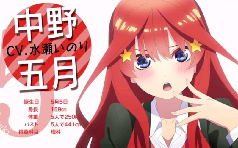 动漫资讯五等分的新娘64中野五月公开角色pvcv水濑祈