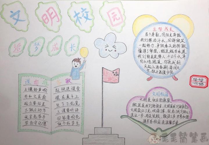 小学生文明校园手抄报图片