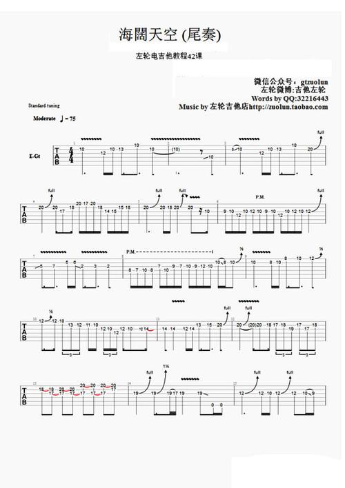 beyond《海阔天空尾奏》吉他谱_电吉他谱