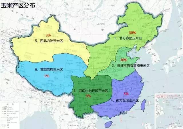 全国主要农作物产地分布图看得一清二楚