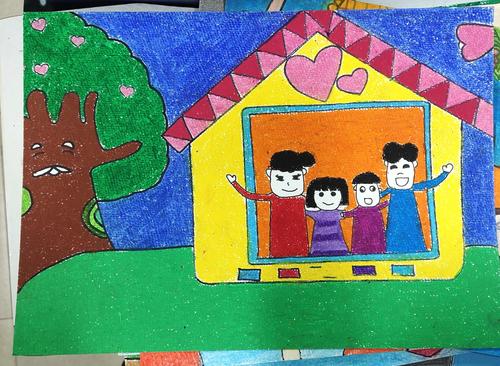 学前2007班美术作品《我爱我家》作品合集