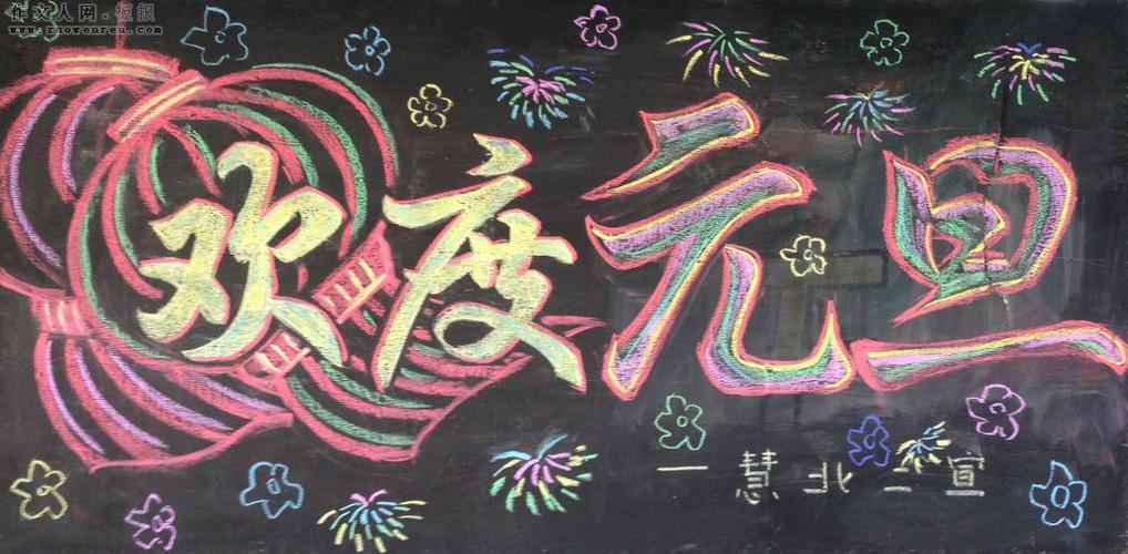 元旦节跨年黑板报:让我们一起跨年吧