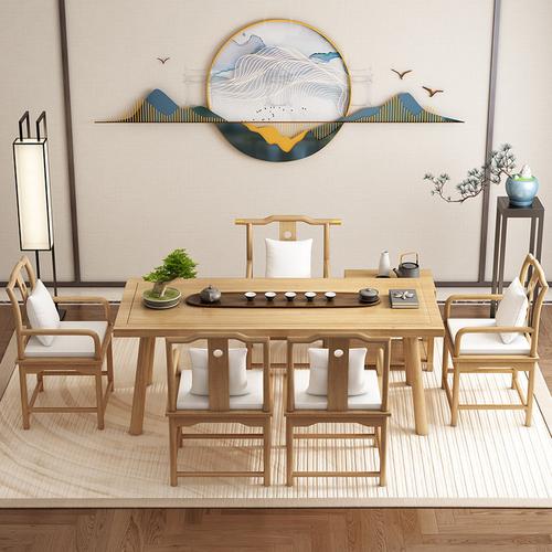 唐臻茶桌实木茶台1米8功夫新中式禅意现代简约家用茶几泡茶桌椅子组合