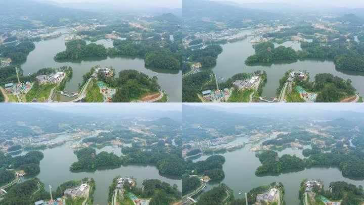 4k航拍陕西汉中南湖景区