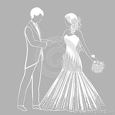 新郎新娘礼服简笔画