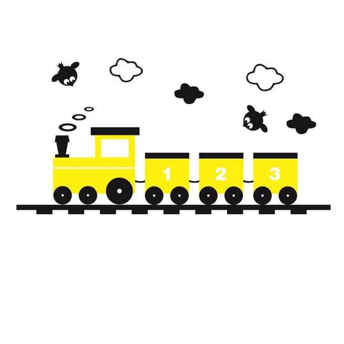 小火车亚克力3d立体儿童房幼儿园自粘墙贴过道走廊卧室卡通装饰画