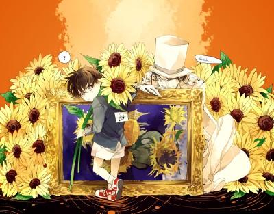 同人 手绘 cg p站 pixiv 少年 名侦探柯南 魔术快斗 怪盗基德 向日葵