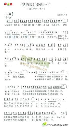 我的果汁分你一半 歌谱简谱网