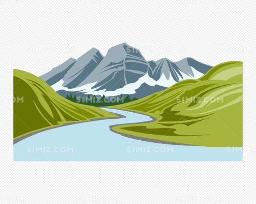 山川河流背景矢量