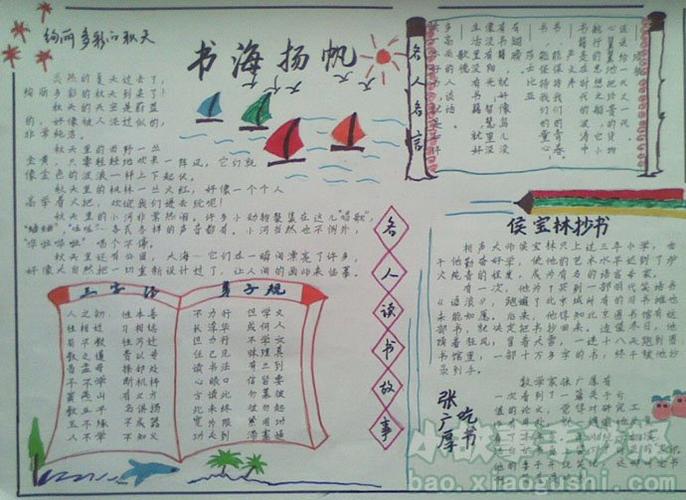 书海扬帆,快乐读书_读书手抄报