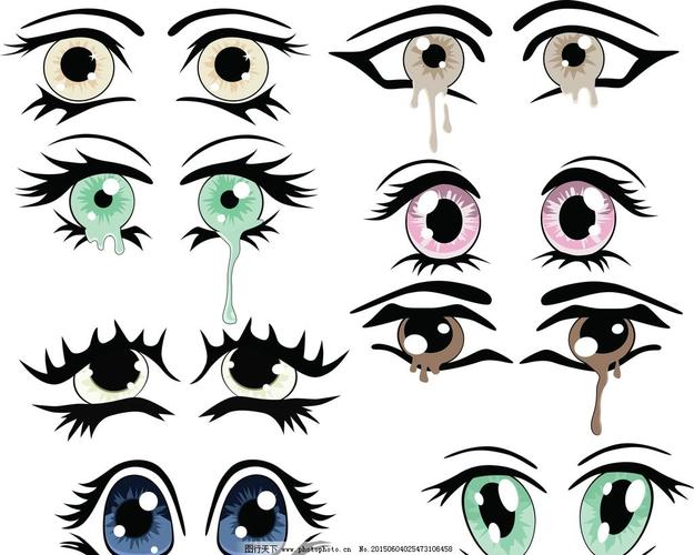 卡通表情 qq表情 眼睛 卡通 可爱 动画角色 动漫插图 可爱表情 矢量