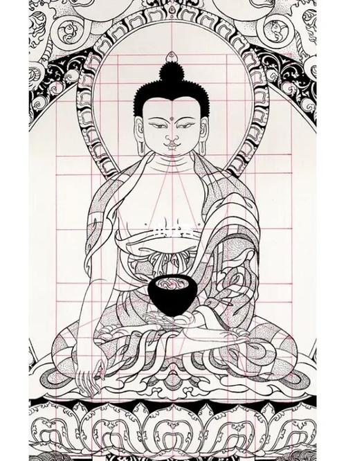 (原创)白描——释迦摩尼佛像_唐卡_艺术家_插画_绘画