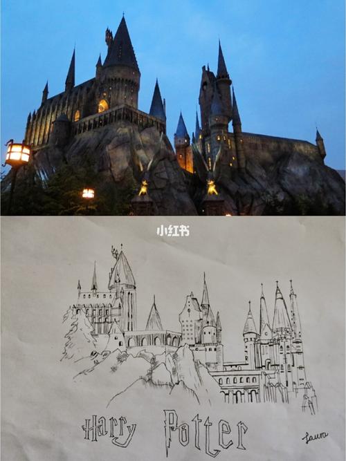 霍格沃茨城堡线稿_城堡_魔法学校_哈利波特_手账_我的随手画_文化