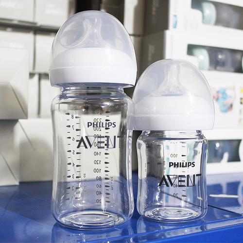飞利浦新安怡新生婴儿玻璃自然顺畅奶瓶宽口径防胀气125ml 240ml