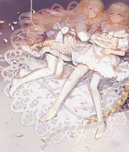 插画手绘 二次元美女 动漫 萌 壁纸 姐妹 双胞胎