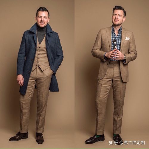 深色的牛仔裤与浅棕色西服外套搭配更好看,而浅色牛仔则与棕色或深