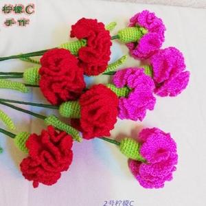 教师节礼品康乃馨花卉毛线钩织 母亲节针织仿真花家居饰品材料包