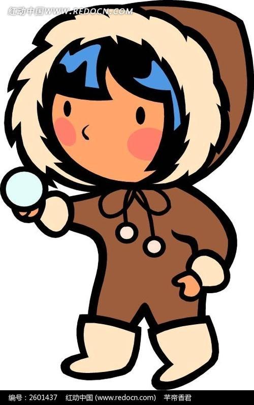 穿棉衣的女孩卡通画