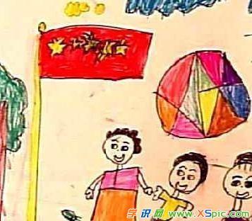 儿童画画升国旗图片