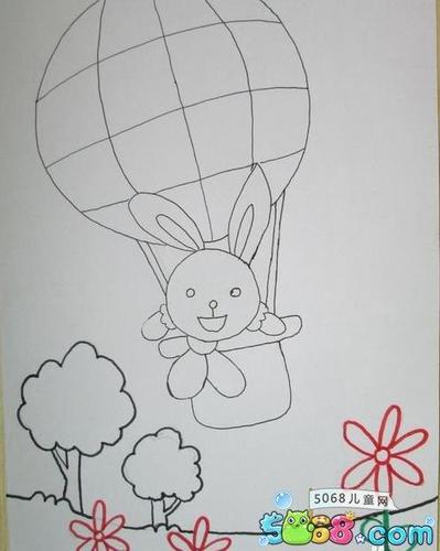 兔子拿气球简笔画