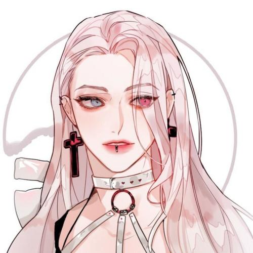 【韩国画师boycha动漫头像】女生头像 酷 唇钉 异瞳 粉色长发 渣女