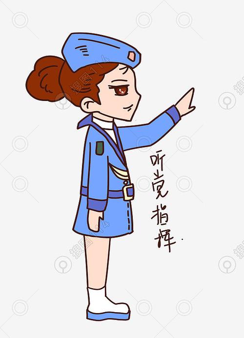 建军节表情包听觉指挥女军人插画